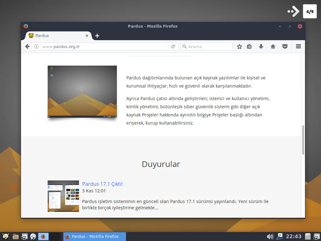 Linux Pardus 17
            bilgisayar işletim sistemi, Masaüstü XFCE